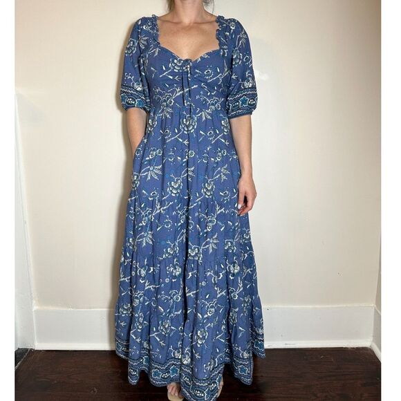 Beautiful 100% Cotton Caroline Constas Tiered Maxi Dress with Pockets Size M - Picture 3 of 7